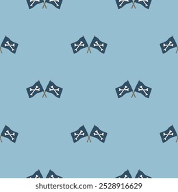 Pirate flag crossed bones Seamless Pattern. Cartoon Pirate elements and objects. background. Vector illustration.