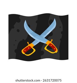 pirate flag with crossed sabers – vector illustration	