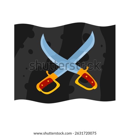 pirate flag with crossed sabers – vector illustration	