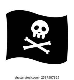 Pirate flag design icon emoticon. Vector illustration on white background of Pirate flag.