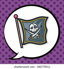 pirate flag doodle, speech bubble