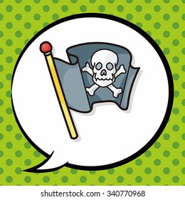 pirate flag doodle, speech bubble