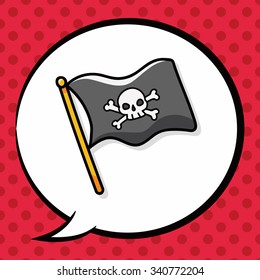 pirate flag doodle, speech bubble