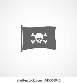Pirate Flag Flat Icon On White Background