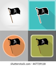 pirate flag flat icons vector illustration isolated on background
