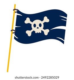 Bandera pirata en estilo plano