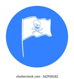 Pirate flag icon in black style isolated on white background. Pirates symbol stock vector illustration.