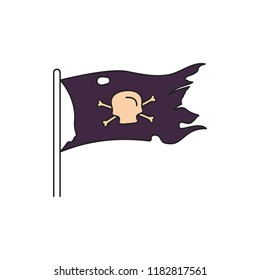 Pirate flag icon. Cartoon pirate flag vector icon for web design isolated on white background