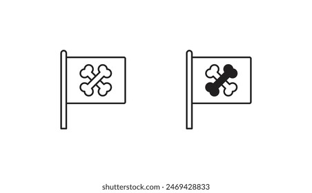 Piratenflaggen-Icon-Design mit weißem Hintergrund Stock-Illustration
