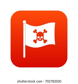 Pirate flag icon digital red for any design isolated on white vector illustration