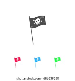 Pirate flag icon flat. Color pictogram on white background. Vector illustration symbol and bonus icons