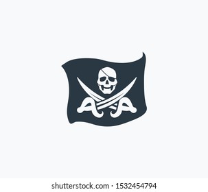 Pirate flag icon isolated on clean background. Pirate flag icon concept drawing icon in modern style. Vector illustration for your web mobile logo app UI design.