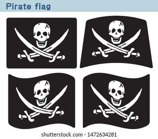 Pirate flag. Flag icon set of four different shapes. Vector Illustration.
