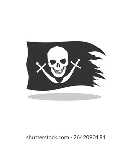 Pirate flag icon with shadow