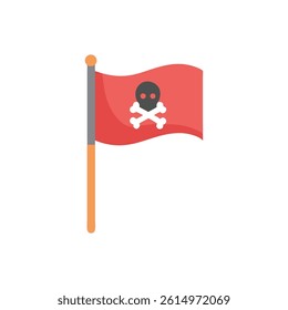 Pirate Flag Icon: Skull and Crossbones on Red