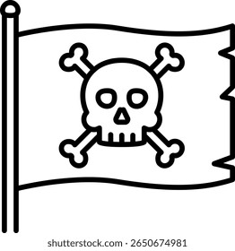 Ícone de Bandeira Pirata com Caveira e Ossos Cruzados