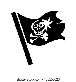 Pirate flag icon vector isolated. Jolly Roger sign