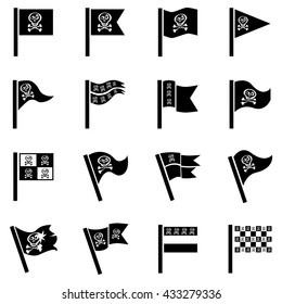 Pirate flag icon vector isolated set. Jolly Roger sign collection