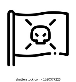 Pirate Flag Icon Vector. Outline Pirate Flag Sign. Isolated Contour Symbol Illustration