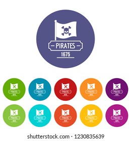 Pirate flag icons color set vector for any web design on white background