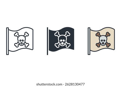 pirate flag icons isolated on White Background. Flat style design