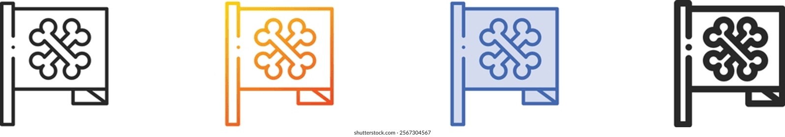 pirate flag icon.Thin Linear, Gradient, Blue Stroke and bold Style Design Isolated On White Background