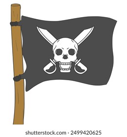 Pirate flag illustration hand drawn isolated vector