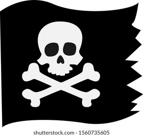 Pirate flag, illustration, vector on white background.