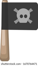 Pirate flag, illustration, vector on white background.