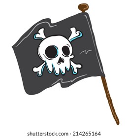 bandera pirata aislada en ilustración cómica blanca