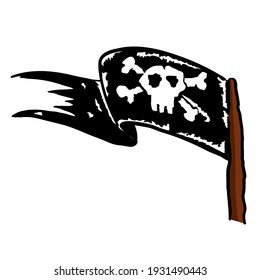Pirate flag Jolly Roger with handle