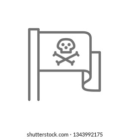 Pirate flag, Jolly Roger line icon.