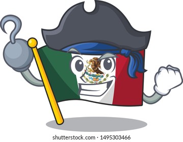 Pirate flag mexico in the cartoon shape