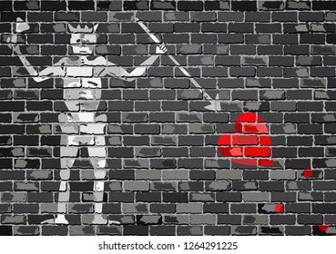 Pirate flag on a brick wall - Illustration, 
Blackbeard pirate flag on brick textured background