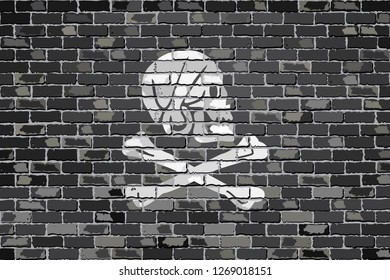 Pirate flag on a brick wall - Illustration, 
Henry Every pirate flag on brick textured background