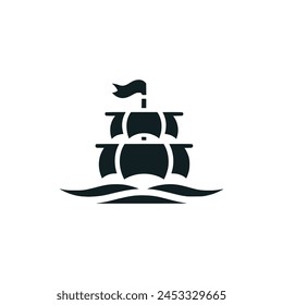 pirate flag on the sea logo vector illustration template design