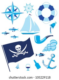 pirate flag and other items of the sea