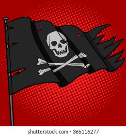 Pirate flag pop art style vector illustration. Comic book style imitation