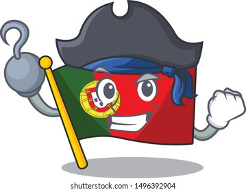 Pirate flag portugal character in shape cartoon