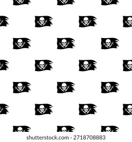 Pirate flag seamless pattern isolated on white background