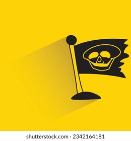 pirate flag with shadow on yellow background