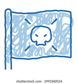 Pirate Flag sketch icon vector. Hand drawn blue doodle line art Pirate Flag isometric sign. isolated symbol illustration