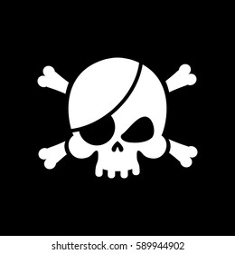 Pirate flag skull. Black Banner filibuster. Head skeleton pirates banner
