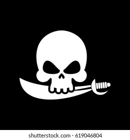 Pirate flag skull. Black Banner filibuster. Head skeleton pirates banner
