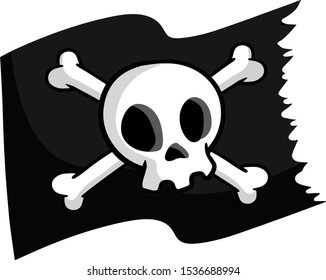 Piraten-Flagge Schädel. Schwarze Banner Filibuster. Kopf Skelett Piraten  Fahne Lizenzfrei nutzbare SVG, Vektorgrafiken, Clip Arts, Illustrationen.  Image 71177761.