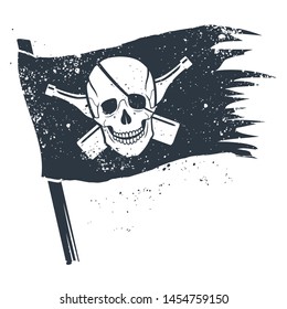 Pirate flag with skull and bottles