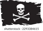 Pirate flag with skull and cross bones (Jolly Roger). Vector illustration.