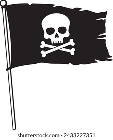 Pirate flag with skull and cross bones (Jolly Roger). Vector illustration.