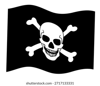 Bandeira pirata com crânio e ossos cruzados