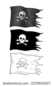 Pirate flag, skull and crossbones black and white